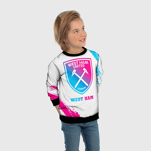 Детский свитшот West Ham neon gradient style / 3D-Черный – фото 3