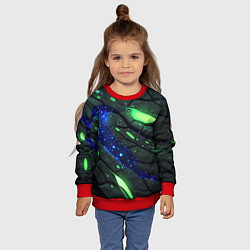 Свитшот детский Разлом плит с зеленым свечением, цвет: 3D-красный — фото 2