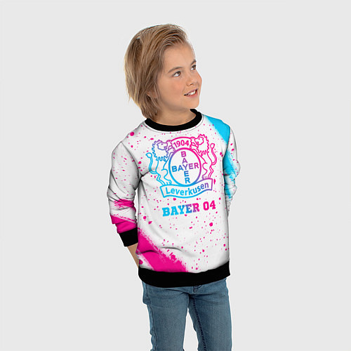 Детский свитшот Bayer 04 neon gradient style / 3D-Черный – фото 3