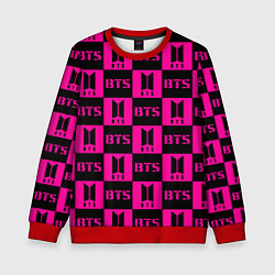 Свитшот детский BTS pattern pink logo, цвет: 3D-красный