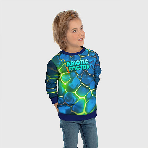Детский свитшот Abiotic Factor logo bright neon / 3D-Синий – фото 3
