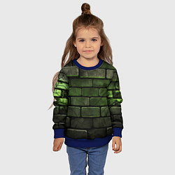 Свитшот детский Зеленые неоновые кирпичи, цвет: 3D-синий — фото 2