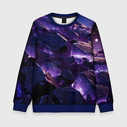 Детский свитшот Фиолетовые неоновые камни со светом