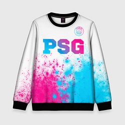 Свитшот детский PSG neon gradient style посередине, цвет: 3D-черный