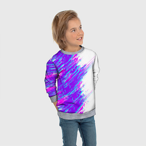 Детский свитшот Neon glitch / 3D-Меланж – фото 3