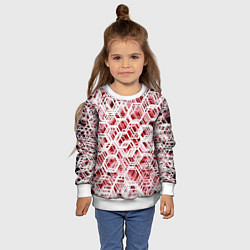 Свитшот детский Хаотичный гексагональный каркас в красном тумане, цвет: 3D-белый — фото 2