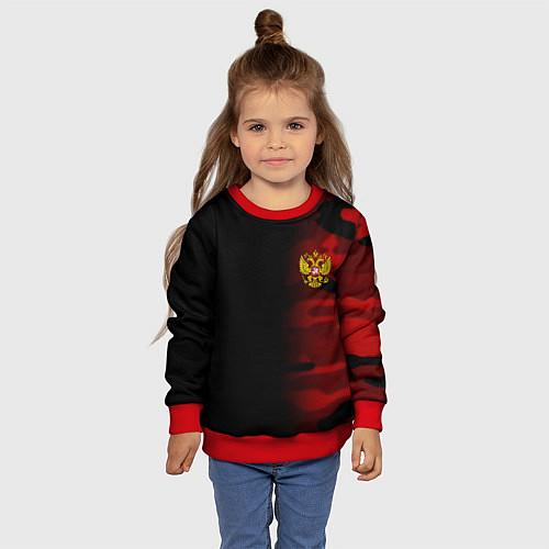 Детский свитшот Герб РФ камуфляжная тексткура / 3D-Красный – фото 4