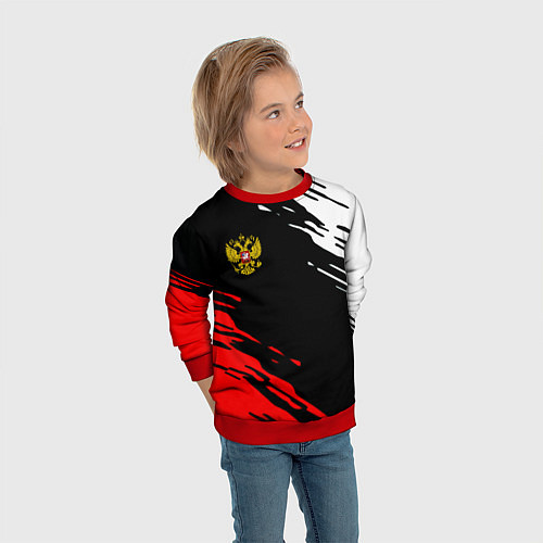 Детский свитшот Герб РФ краски текстура абстрактные / 3D-Красный – фото 3