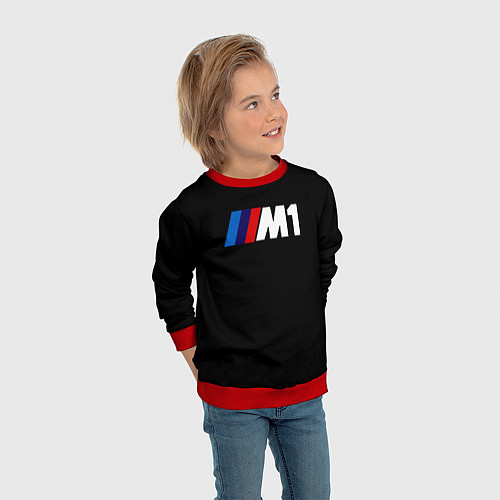 Детский свитшот BMW m1 logo / 3D-Красный – фото 3