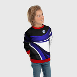 Свитшот детский Фольцваген - синяя волна, цвет: 3D-красный — фото 2