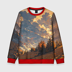Свитшот детский Вечерний закат - аниме, цвет: 3D-красный