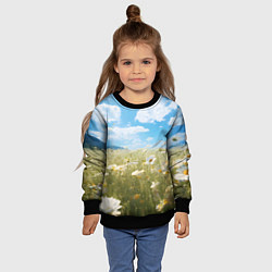 Свитшот детский Ромашковое поле, цвет: 3D-черный — фото 2