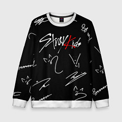 Свитшот детский Stray kids автографы лого, цвет: 3D-белый