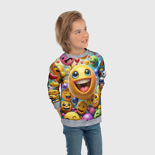 Детский свитшот Смайлы позитив / 3D-Меланж – фото 3