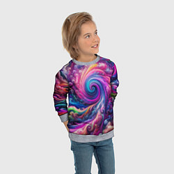Свитшот детский Абстракция, водоворот из ярких красок, цвет: 3D-меланж — фото 2