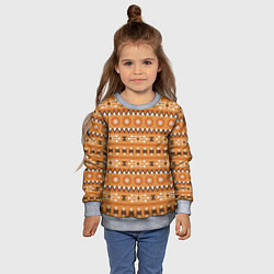 Свитшот детский Этническая геометрия в коричневом цвете, цвет: 3D-меланж — фото 2