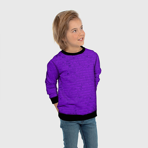 Детский свитшот Сочный фиолетовый в полоску / 3D-Черный – фото 3