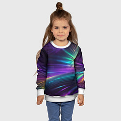Свитшот детский Неоновые лучи на фиолетовом фоне, цвет: 3D-белый — фото 2