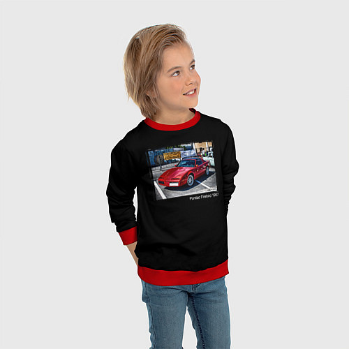 Детский свитшот Ретро автомобиль Pontiac Firebird 1987 года / 3D-Красный – фото 3