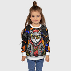Свитшот детский Модная сова и оранжевые вставки, цвет: 3D-белый — фото 2