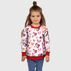 Свитшот детский Сердечки паттерн, цвет: 3D-красный — фото 2