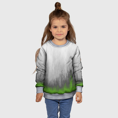 Детский свитшот Абстрактное пламя зеленое / 3D-Меланж – фото 4