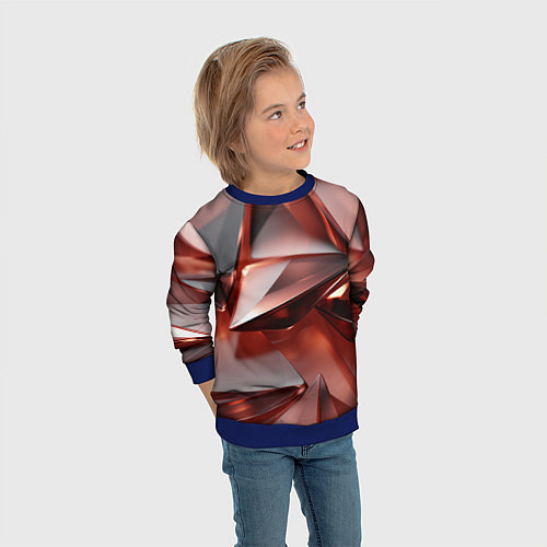 Детский свитшот Рубиновые пирамидки / 3D-Синий – фото 3