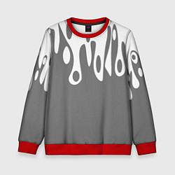 Свитшот детский Потеки белой краски на сером фоне, цвет: 3D-красный
