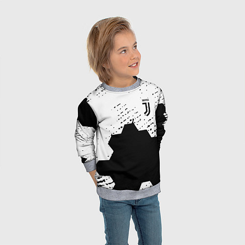 Детский свитшот Juventus hexagon black sport / 3D-Меланж – фото 3