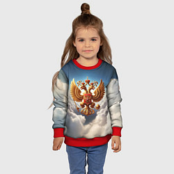 Свитшот детский Герб России в облаках, цвет: 3D-красный — фото 2