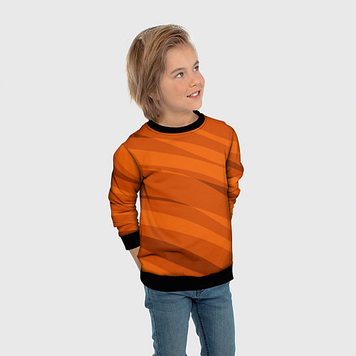 Детский свитшот Тёмный оранжевый полосами / 3D-Черный – фото 3