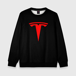 Свитшот детский Tesla red logo, цвет: 3D-черный