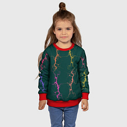 Свитшот детский Молнии на изумрудном, цвет: 3D-красный — фото 2