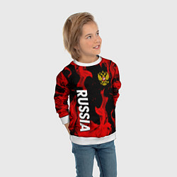 Свитшот детский Россия герб в огне, цвет: 3D-белый — фото 2