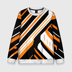 Детский свитшот Чёрно-оранжевые полосы на белом фоне