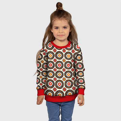 Детский свитшот Африканские узоры круг / 3D-Красный – фото 4