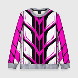 Свитшот детский Чёрно-розовые полосы на белом фоне, цвет: 3D-меланж