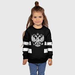 Свитшот детский Герб РФ полосы, цвет: 3D-черный — фото 2