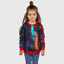 Свитшот детский Футуристичная девушка-андроид, цвет: 3D-красный — фото 2