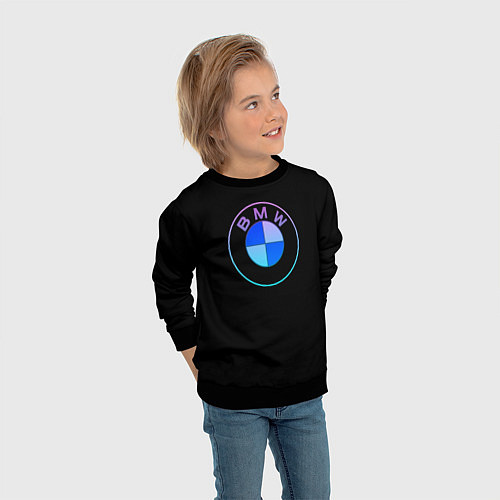 Детский свитшот BMW neon logo / 3D-Черный – фото 3