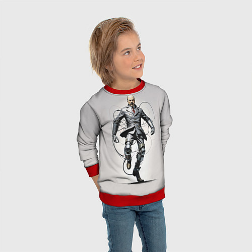 Детский свитшот Танцующий кибер Ленин - нейросеть / 3D-Красный – фото 3