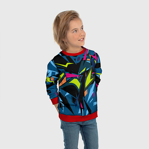 Детский свитшот Настоящая абстракция / 3D-Красный – фото 3