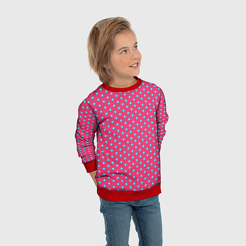 Детский свитшот Паттерн голубые ромбики / 3D-Красный – фото 3