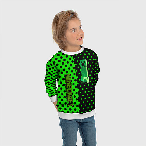 Детский свитшот Minecraft creeper pattern / 3D-Белый – фото 3