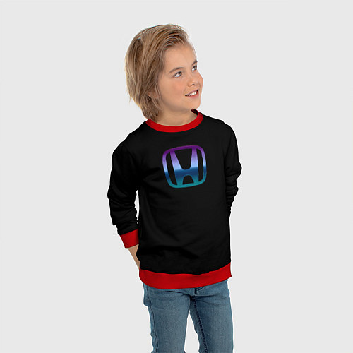Детский свитшот Honda neon logo / 3D-Красный – фото 3