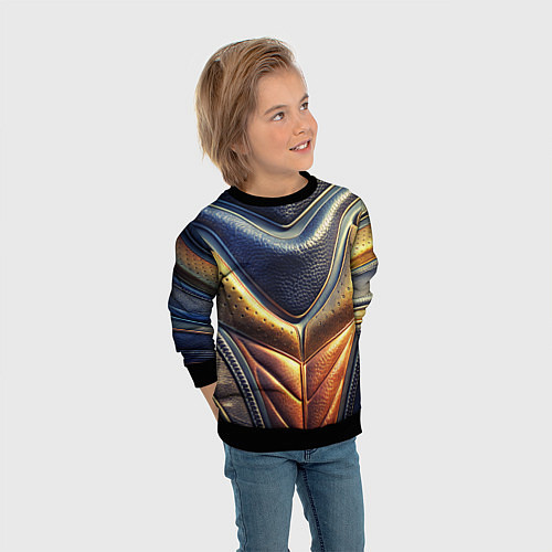 Детский свитшот Футуристический текстурный костюм из кожи / 3D-Черный – фото 3