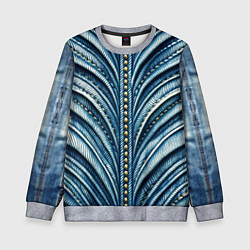 Свитшот детский Вышивка линий на джинсах, цвет: 3D-меланж