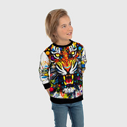 Свитшот детский Орнаментальный тигр - нейросеть, цвет: 3D-черный — фото 2