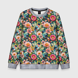 Детский свитшот Тропические птицы в цветах