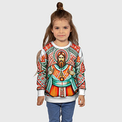 Свитшот детский Русский богатырь в славянском стиле, цвет: 3D-белый — фото 2